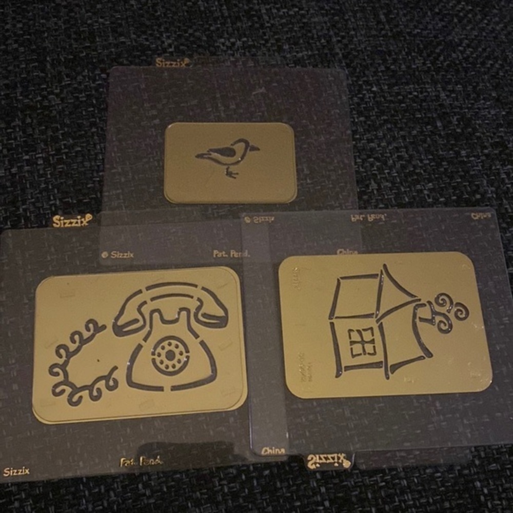 Sizzix brass stencil‎ embossing folder dies House Bird Telephone